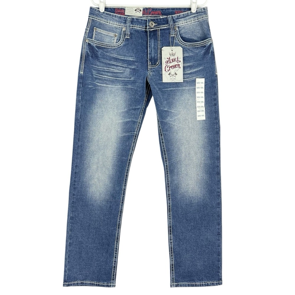 NWT Axe & Crown Men's Durango Snorlax Blue Denim Jeans Sz 32x30 Classic Straight
